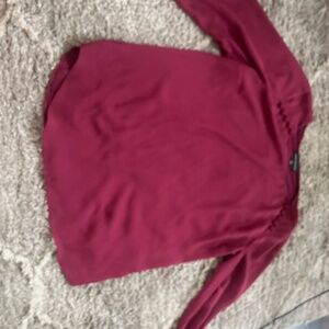 Fortune + Ivy Women's L/S Dondria Mixed Material Blouse EJ2 Burgundy Medium NWT